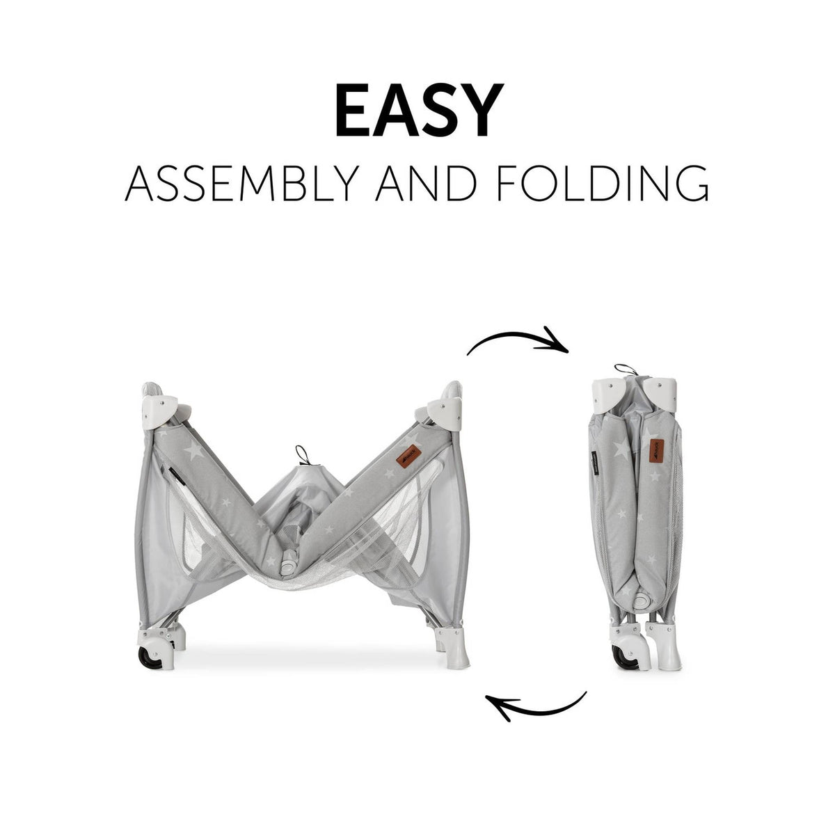 Hauck Sleep N Play Center - Travel Cot & Playpen - Grey Stars – easy assembly and folding