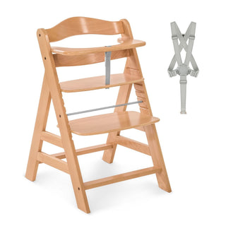 Hauck Alpha+ Economy High Chair Bundle - Wooden High Chair - Beech Natural