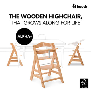 Hauck Alpha+ Economy Bundle Wooden High Chair - Beech Natural