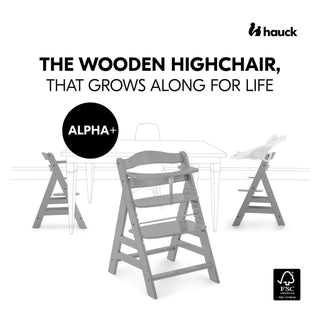 Hauck Alpha+ Premium Bundle Grey High Chair - Beech Grey