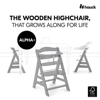 Hauck Alpha+ Premium Bundle Wooden High Chair - Beech Grey