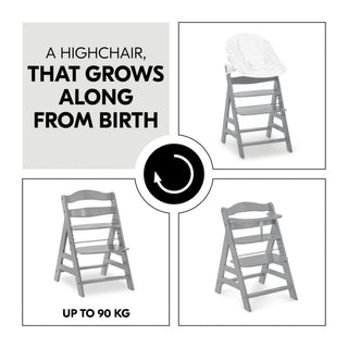 Hauck Alpha+ Premium Bundle Grey High Chair - Beech Grey