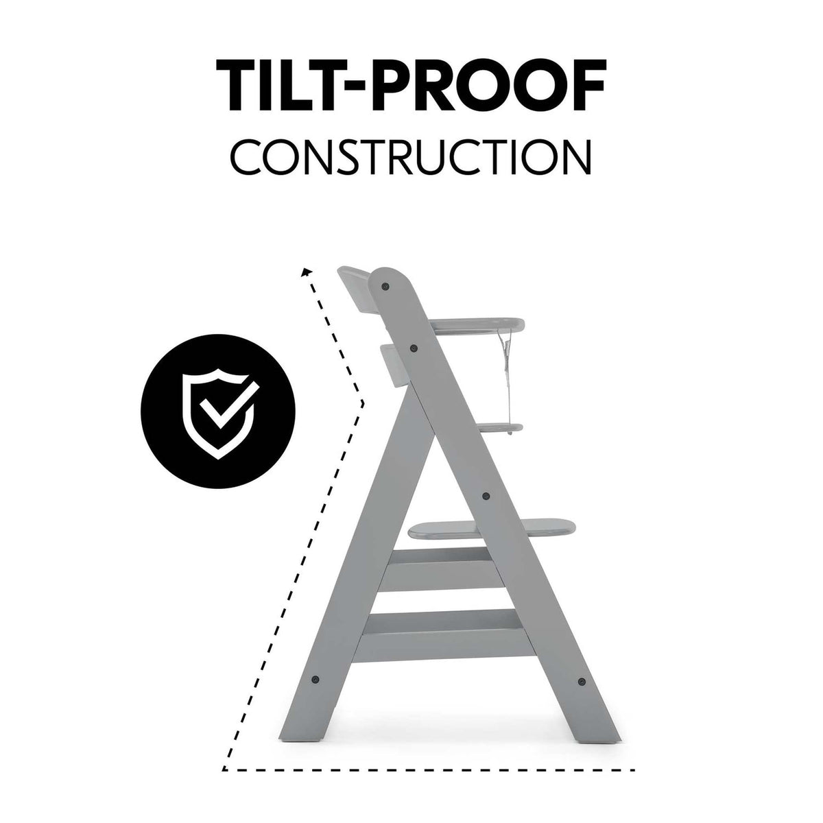 Hauck Alpha+ Premium Bundle Grey High Chair - Beech Grey – tilt-proof construction