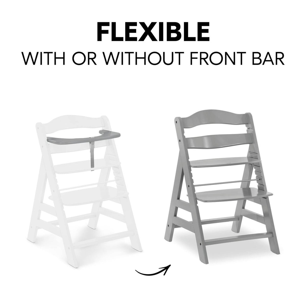 Hauck Alpha+ Premium Bundle Grey High Chair - Beech Grey – with or without front bar