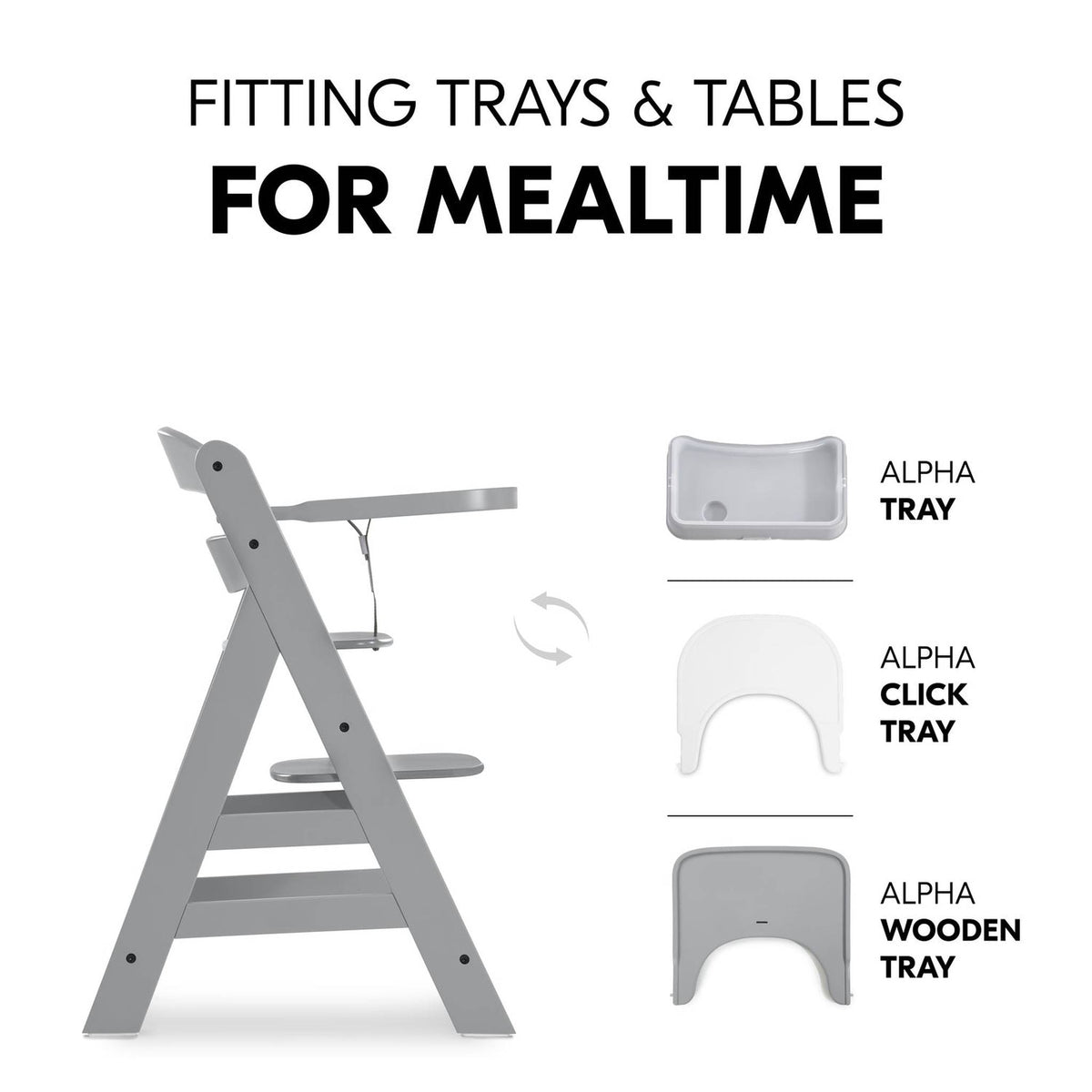 Hauck Alpha+ Premium Bundle Grey High Chair - Beech Grey – fitting trays