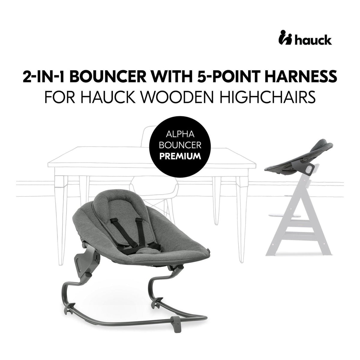 Hauck Alpha+ Premium Bundle Grey High Chair - Beech Grey