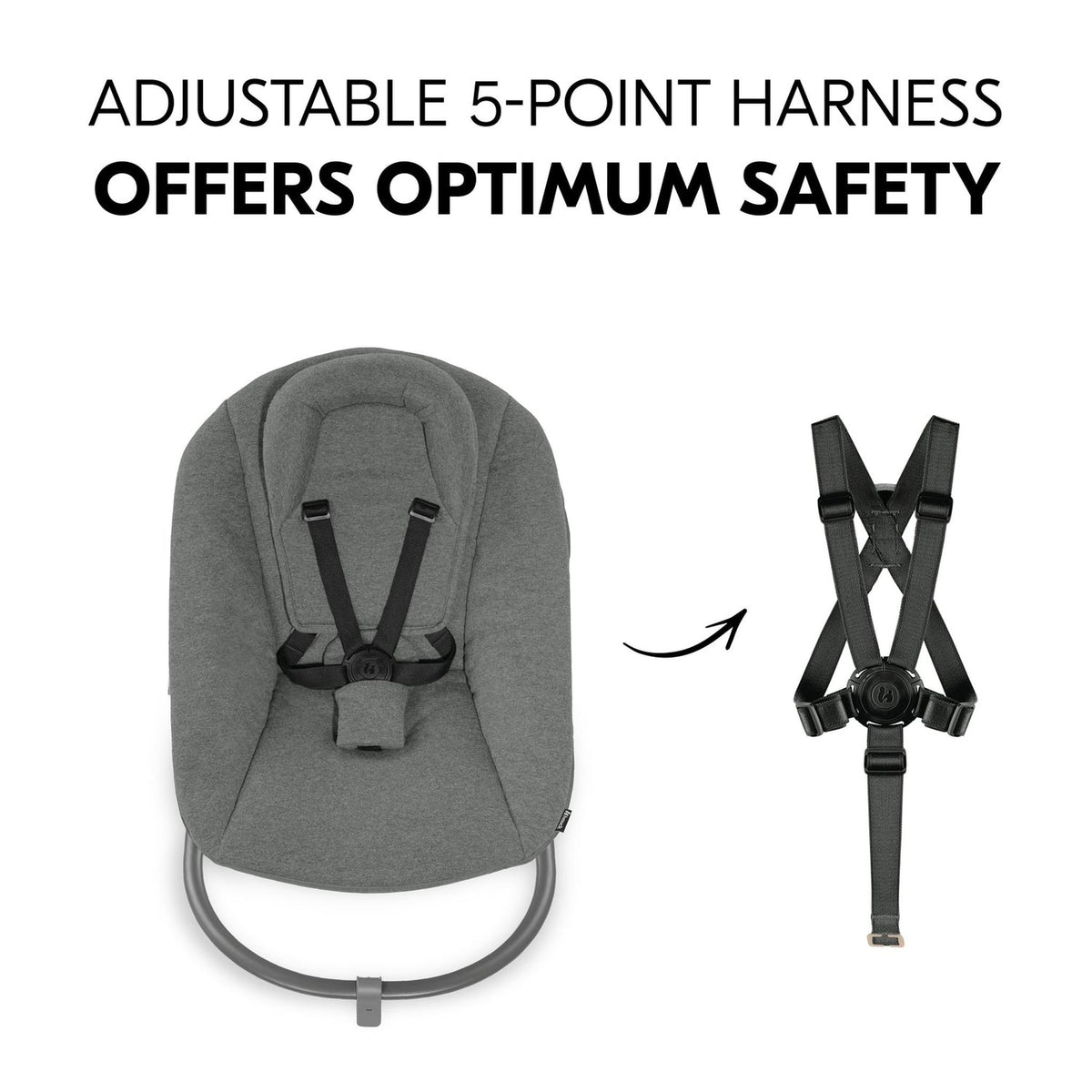 Hauck Alpha+ Premium Bundle Grey High Chair - Beech Grey – adjustable 5-point harness