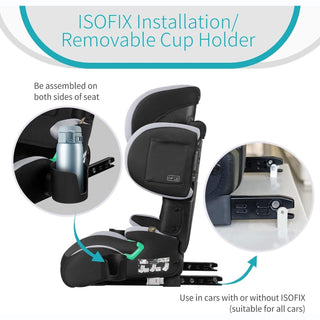 Globalkids Toddler i-Size High Back Booster Car Seat ISOFIX Black