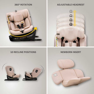 JoviKids Ranger TT 360 Spin ISOFIX Car Seat R129 i-Size Birth to 12 Years Rosewood
