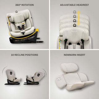JoviKids Ranger TT 360 Spin ISOFIX Car Seat R129 i-Size Birth to 12 Years Milkstone