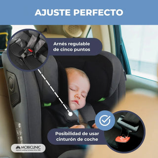 Mobiclinic Pandafix Car Seat – 360° Rotating, i-Size, Isofix, 0–12 Years (0–36 kg, 40–150 cm)- Black