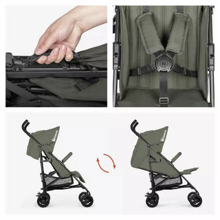 Hauck Fold N Care Pushchair – Olive Lightweight Travel Stroller