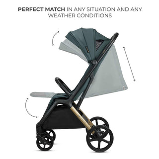Kinderkraft Loom Stroller – Jade Green | Lightweight, Foldable Pushchair for Birth to 22kg