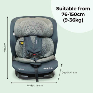 My Babiie MBCS123 i-Size 76-150cm Car Seat - Slate Blue/charcoal