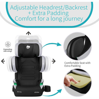 Globalkids Toddler i-Size High Back Booster Car Seat ISOFIX Black