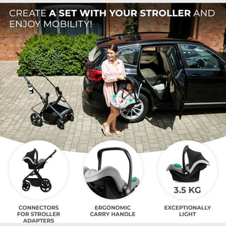 Kinderkraft Mink PRO i-Size Car Seat with ISOFIX Base – Grey 40–75 cm