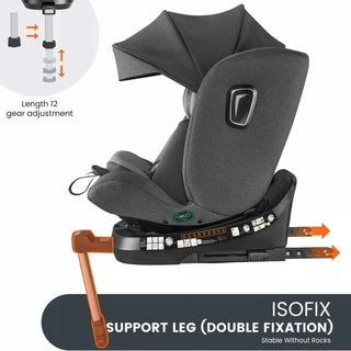 Jovikids i-Size 360° Rotating Car Seat with ISOFIX 40-150cm Baby Childs, Dark Grey