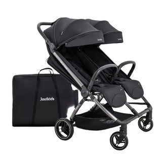 JoviKids Ayla Twin Pushchair – Lightweight Double Stroller with Compact Fold Black