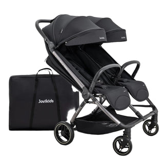 JoviKids Ayla Twin Pushchair – Lightweight Double Stroller with Compact Fold Black