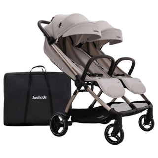 beige double stroller JoviKids Ayla Twin Pushchair – Lightweight Double Stroller with Compact Fold Beige