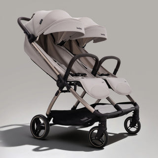 beige double stroller JoviKids Ayla Twin Pushchair – Lightweight Double Stroller with Compact Fold Beige