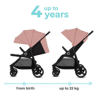Kinderkraft Grande Plus Pushchair – Pink | One-Hand Fold, Lie-Flat Seat, Birth to 22kg