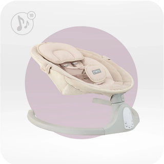 MoMi Kenani Baby Swing – Sand | Electric Rocker with Sounds 0–9kg