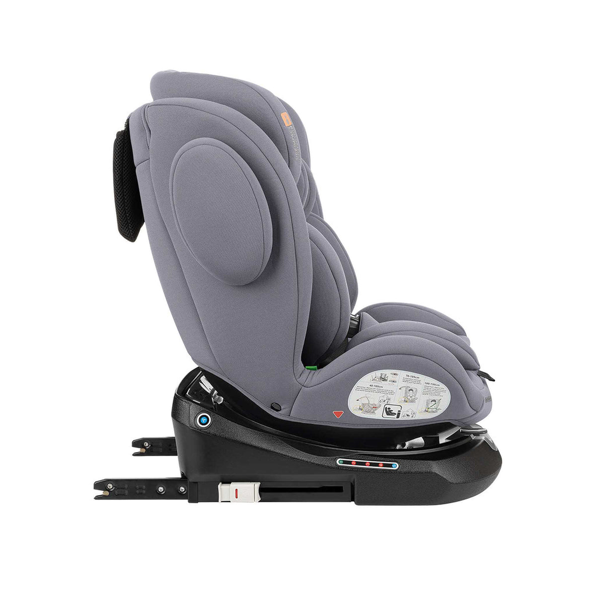 KikkaBoo i-Felix i-Size Car Seat ISOFIX 40-150 cm Light Grey – forward-facing side view