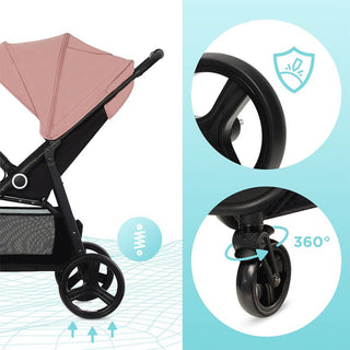 Kinderkraft Grande Plus Pushchair – Pink | One-Hand Fold, Lie-Flat Seat, Birth to 22kg