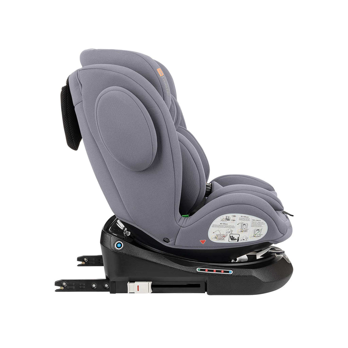KikkaBoo i-Felix i-Size Car Seat ISOFIX 40-150 cm Light Grey – recline position 2
