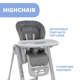 Chicco Polly Magic Highchair – Birth to 3 Years | Adjustable Height, Removable Tray, Toy Bar