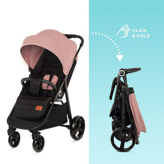 Kinderkraft Grande Plus Pushchair – Pink | One-Hand Fold, Lie-Flat Seat, Birth to 22kg