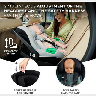 Kinderkraft Mink PRO i-Size Car Seat with ISOFIX Base – Grey 40–75 cm