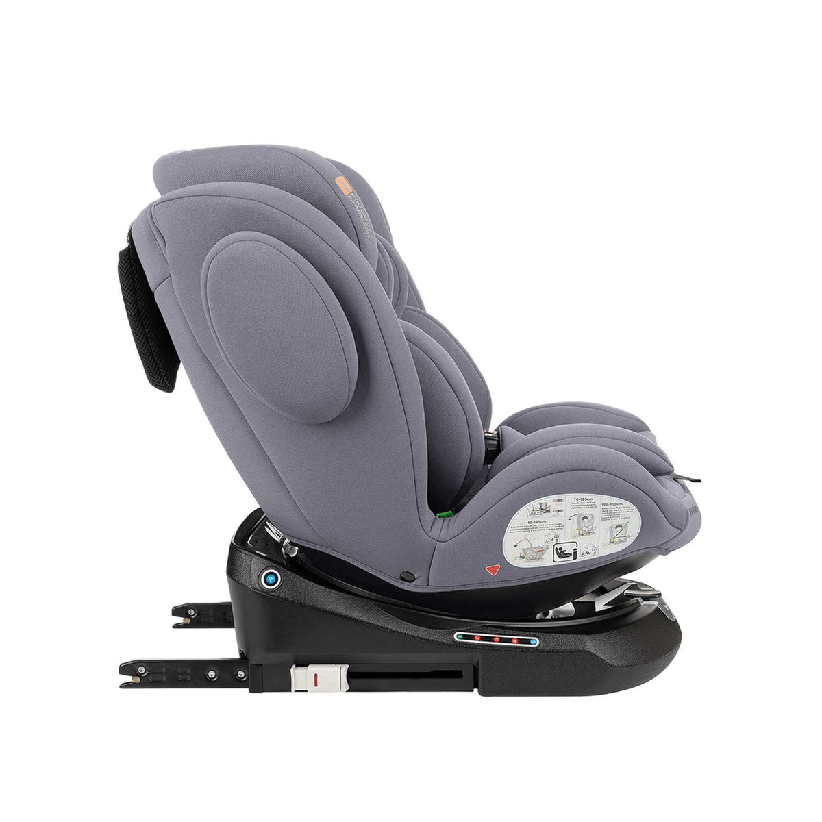 KikkaBoo i-Felix i-Size Car Seat ISOFIX 40-150 cm Light Grey – recline position 4