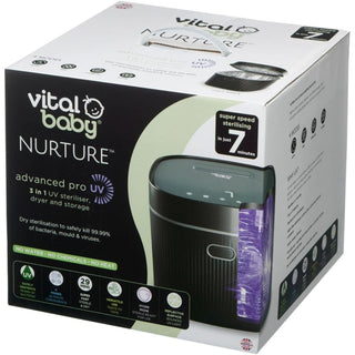 Vital Baby Advanced Pro UV Steriliser & Dryer – 5-Minute UV Sterilisation, HEPA Filter, No Water or Heat