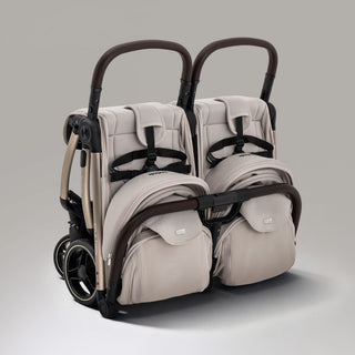 JoviKids Ayla Twin Pushchair – Lightweight Double Stroller with Compact Fold Beige