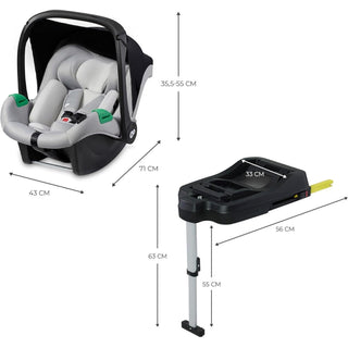 Kinderkraft Mink PRO i-Size Car Seat with ISOFIX Base – Grey 40–75 cm
