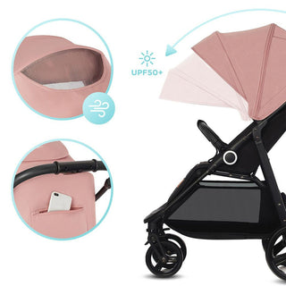 Kinderkraft Grande Plus Pushchair – Pink | One-Hand Fold, Lie-Flat Seat, Birth to 22kg