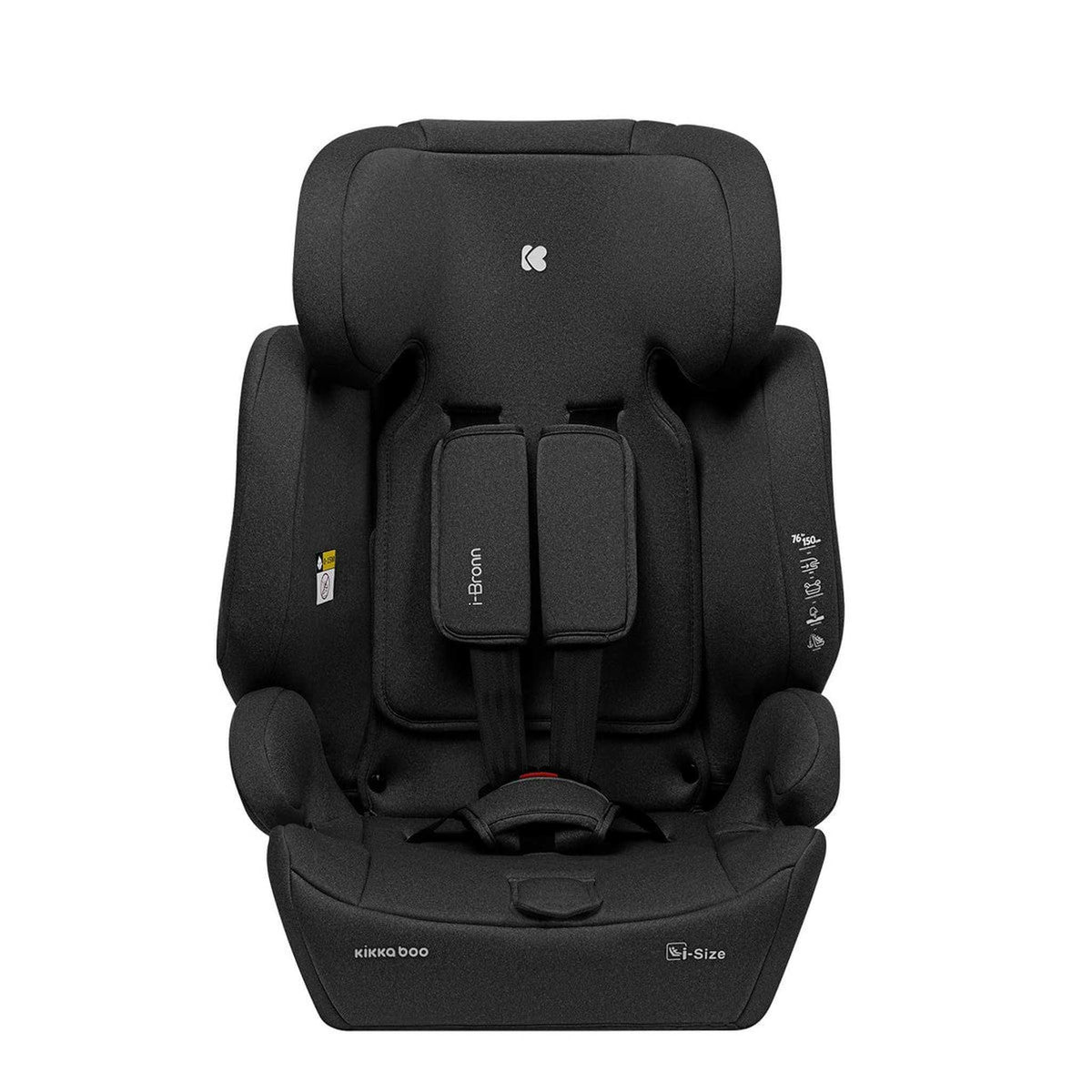 KikkaBoo i-Bronn i-Size Car seat ISOFIX 76-150 cm Black – front view with insert