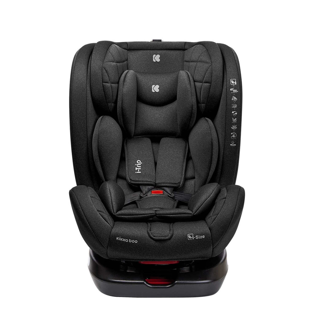 KikkaBoo i-Trip i-Size Car seat ISOFIX 40-150 cm Black – front view with insert