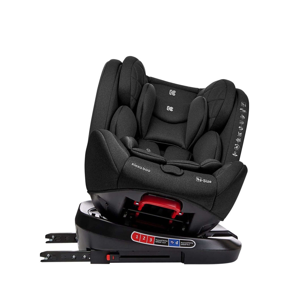 KikkaBoo i-Trip i-Size Car seat ISOFIX 40-150 cm Black – rotated towards the door