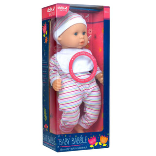 Dollsworld Baby Babble 38cm Soft Bodied Doll with 16 Baby Sounds & Sleeping Eyes - Ideal for Toddlers 18+ Months