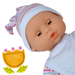 Dollsworld Baby Babble 38cm Soft Bodied Doll with 16 Baby Sounds & Sleeping Eyes - Ideal for Toddlers 18+ Months