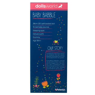 Dollsworld Baby Babble 38cm Soft Bodied Doll with 16 Baby Sounds & Sleeping Eyes - Ideal for Toddlers 18+ Months