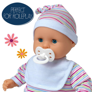 Dollsworld Baby Babble 38cm Soft Bodied Doll with 16 Baby Sounds & Sleeping Eyes - Ideal for Toddlers 18+ Months