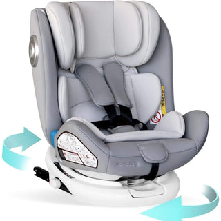 Globalkids 360 Degree Rotating Baby Car Seat ISOFIX Top Tether, Grey