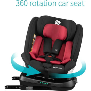 Globalkids Safety Baby Car Seat with Isofix and Top Tether, 360-Degree Rotating Red