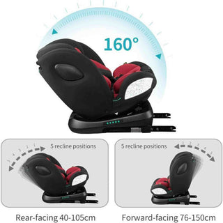 Globalkids Safety Baby Car Seat with Isofix and Top Tether, 360-Degree Rotating Red