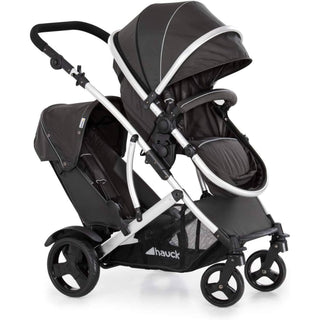 Hauck Duett 2 Tandem Pushchair Black – 2 in 1 Double Stroller for Newborn and Toddler