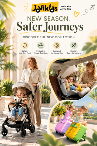 JoviKids baby strollers, child car seats and colourful kids’ travel suitcases from the new collection.